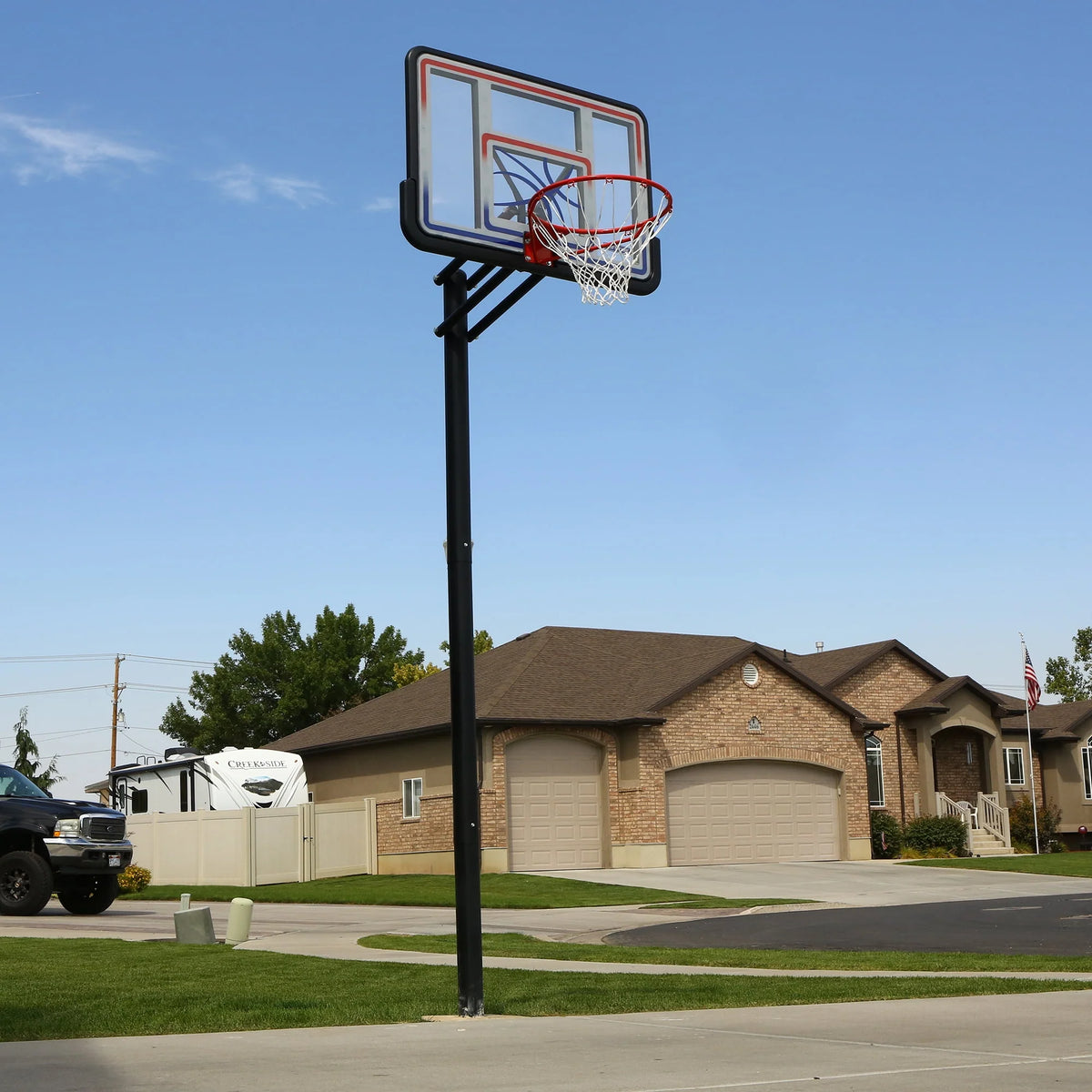 Adjustable Inground Basketball Hoop 44 inch Polycarbonate P567