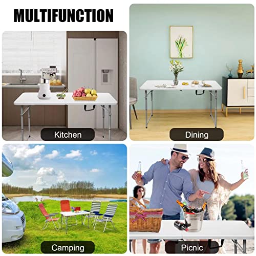 4 Foot Heavy Duty Plastic Folding Table with Carrying Handle M532651
