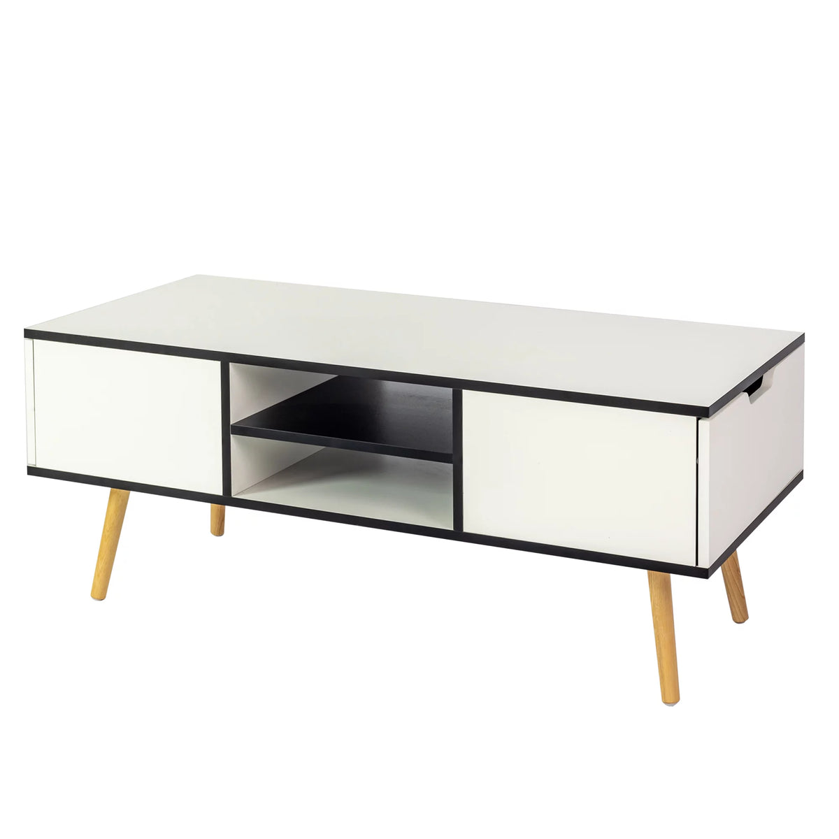 Modern Coffee Table with Storage Wooden Center Table, White F45411