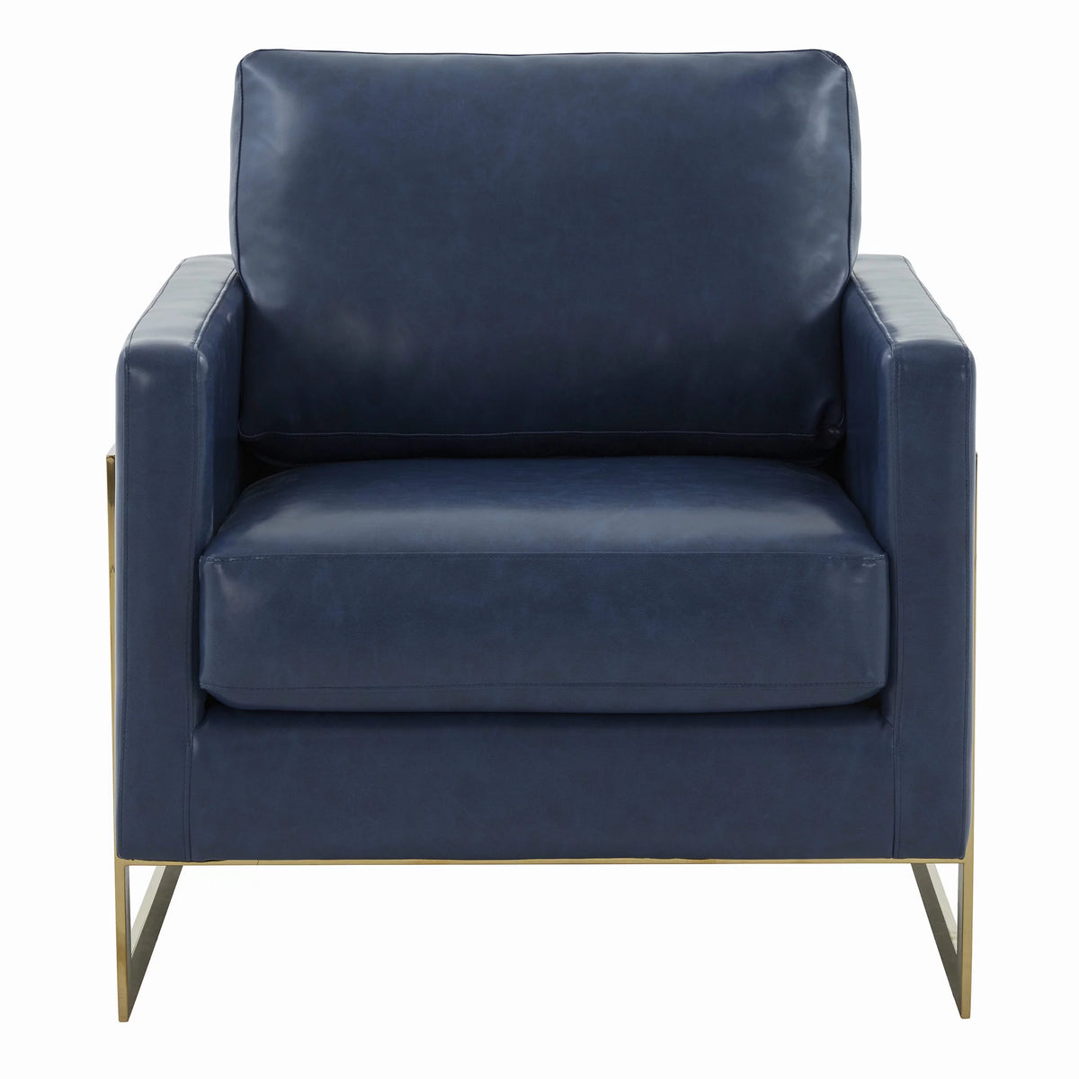 Navy Blue Leather Accent Chair M6082