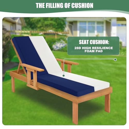Waterproof Fade Resistant Outdoor Chaise Lounge Cushions Set of 2 Teal 72 x 21 x 3 Inch R11859