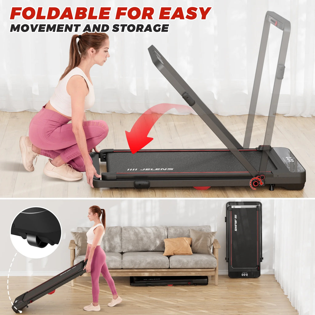 2 in 1 Folding Treadmill with Remote Control and LED Display B870