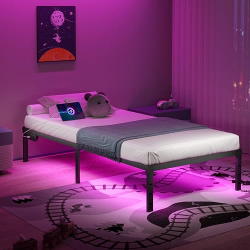 Full Size 14 Inch Metal Platform Bed Frame with LED Lights P373