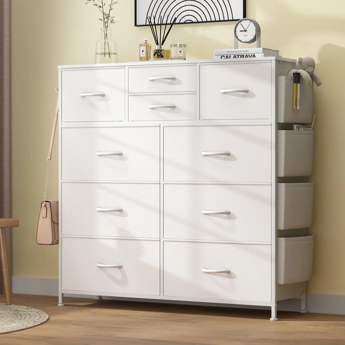 Brown 10 Drawer Fabric Dresser T1646