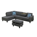 Gray Polyester Fabric Sectional Sofa with Ottoman C232