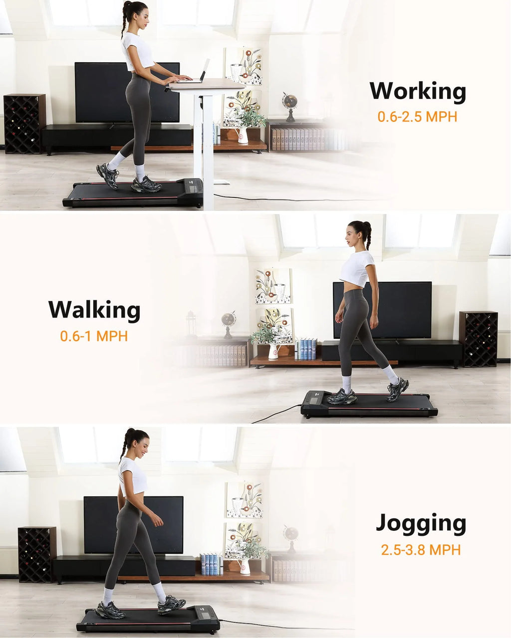 Black Portable Under Desk Treadmill Y403193