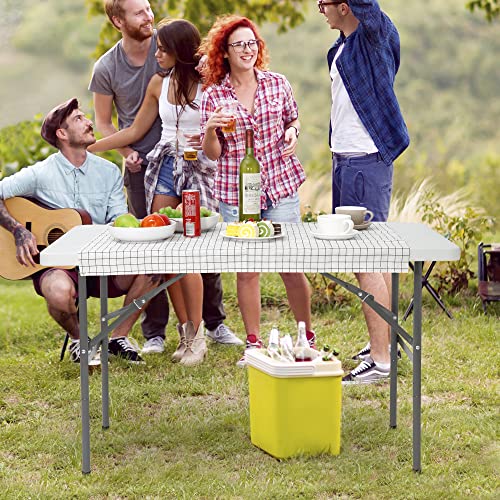 6 ft White Plastic Folding Table with Steel Legs H21848