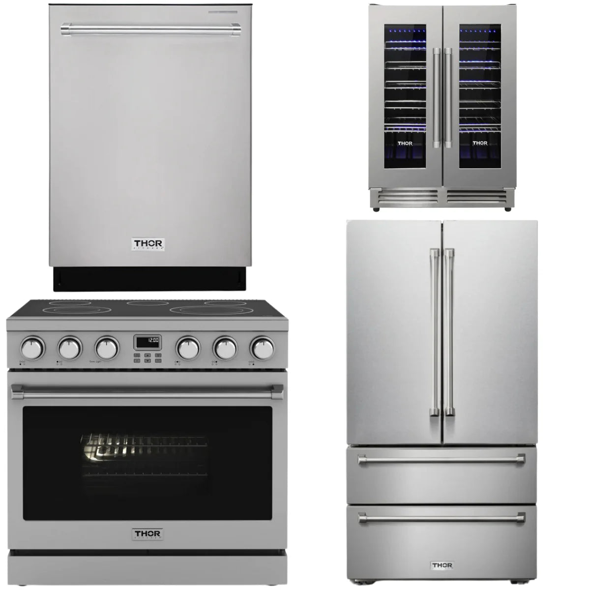 36 Electric Range, Refrigerator, Dishwasher and Wine Cooler O331