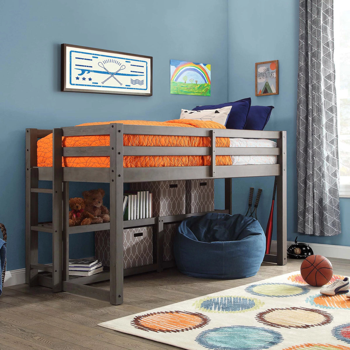 Black Twin Loft Storage Bed Z253401