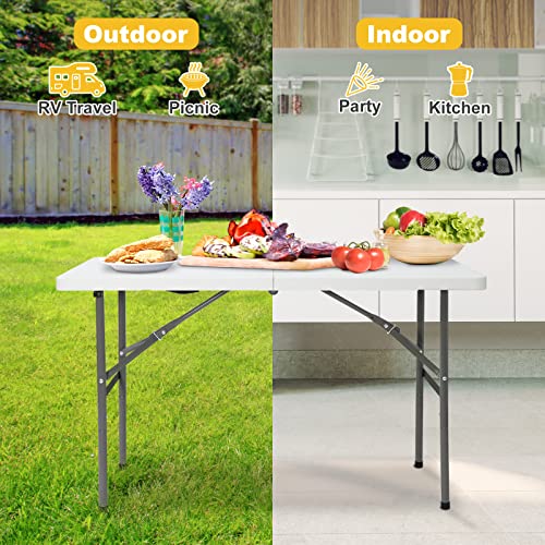 6 ft White Plastic Folding Table with Steel Legs H21848