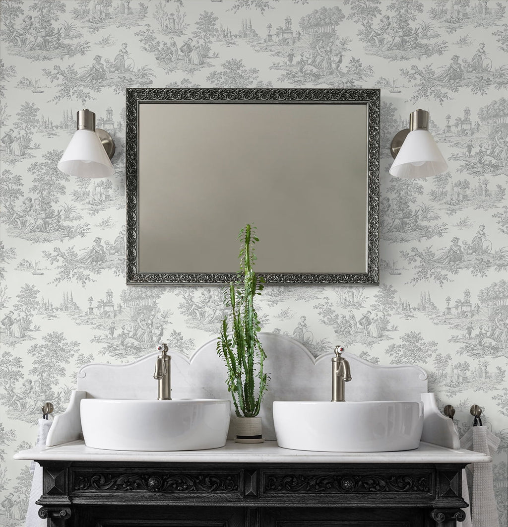 Grey Toile Peel and Stick Wallpaper N491