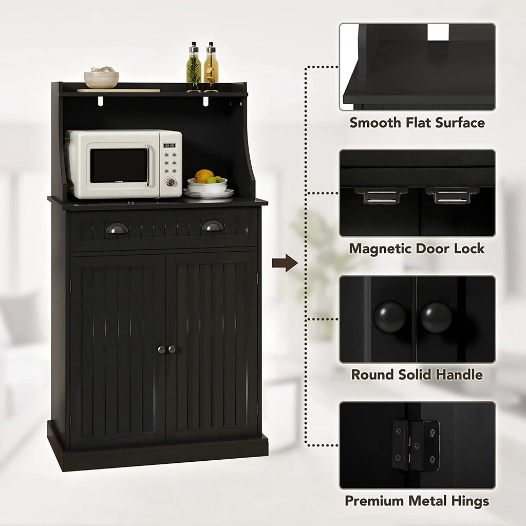 54" Black Kitchen Pantry Storage Cabinet with Doors and Adjustable Shelves N9441