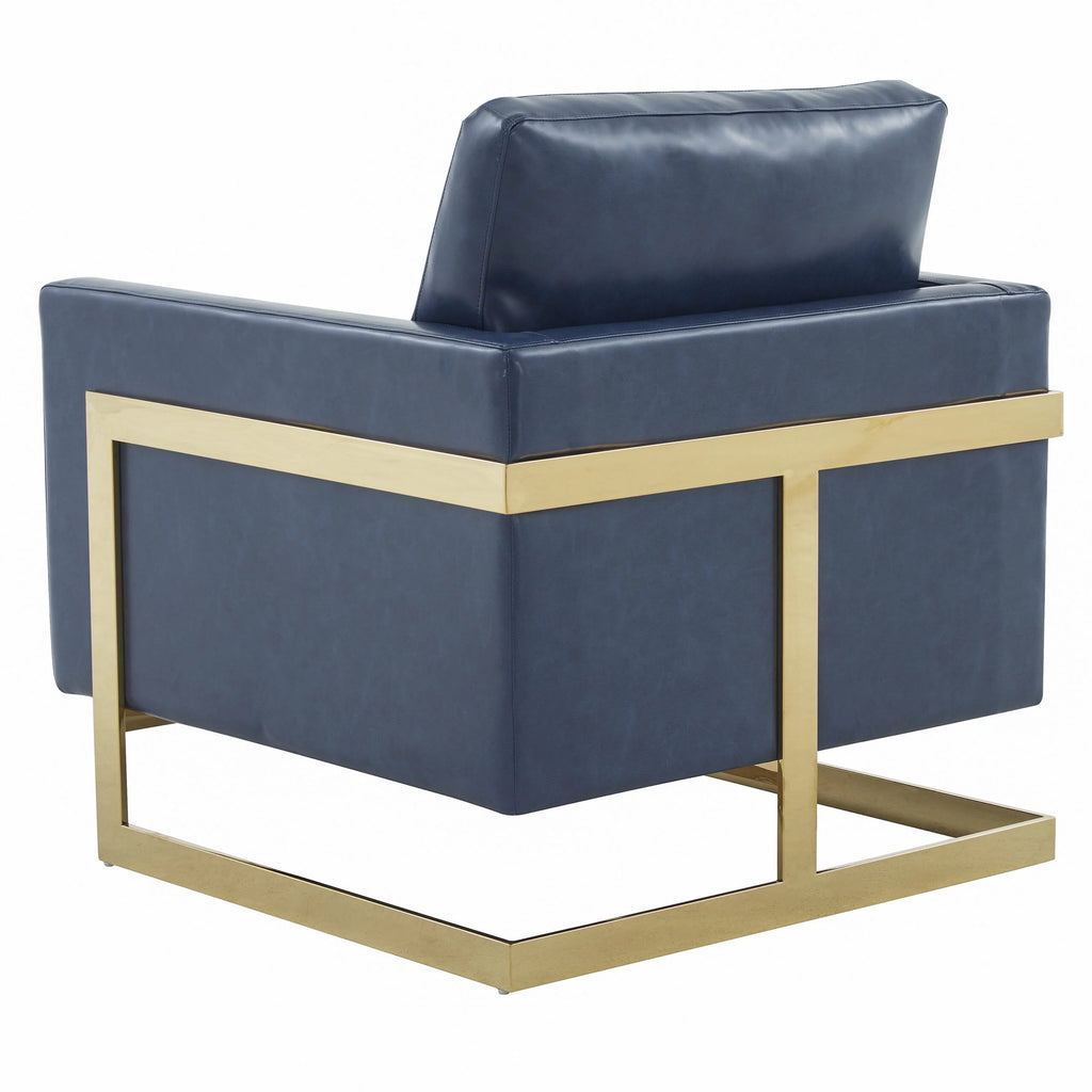 Navy Blue Leather Accent Chair M6082