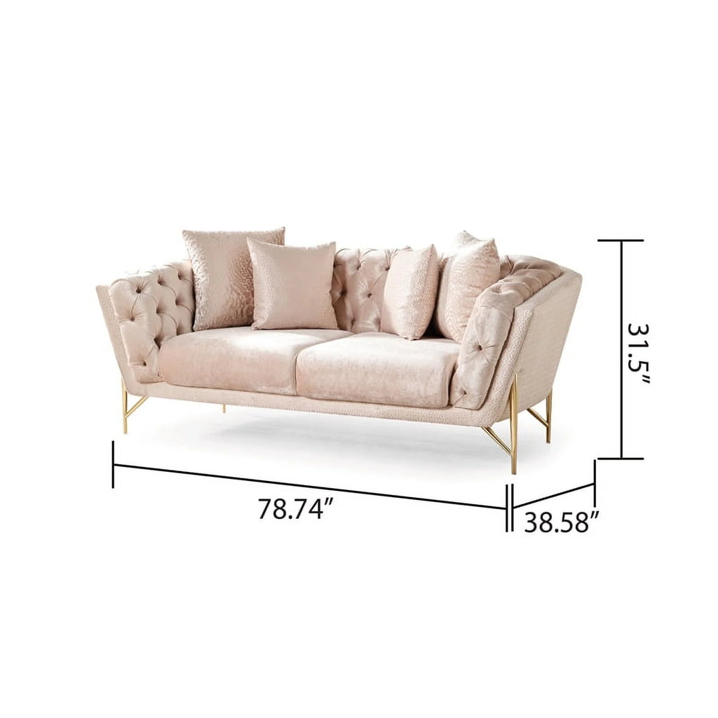 2 Pc Beige Wood Living Room Set A52904