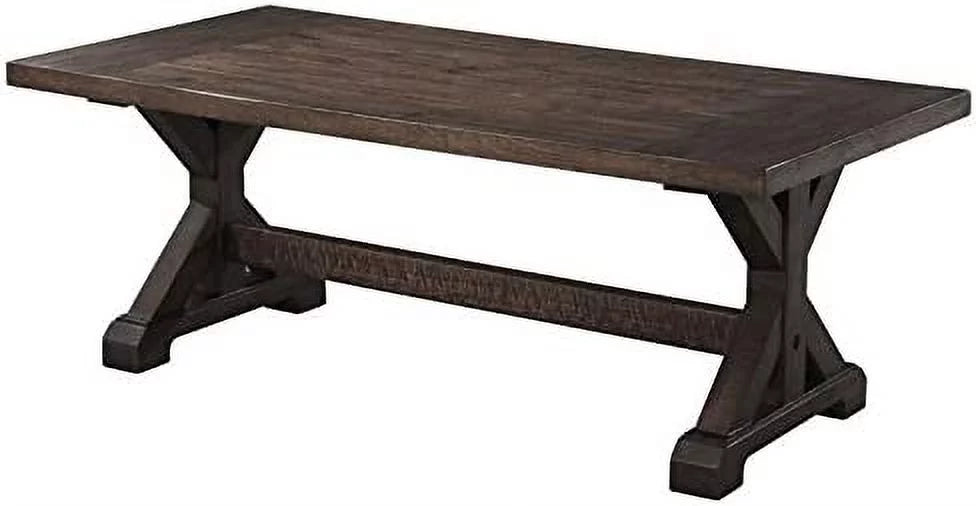 48" Solid Wood Trestle Base Coffee Table in Walnut Brown X48150