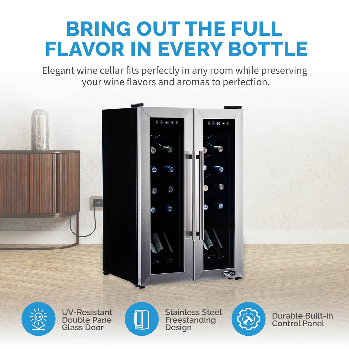 24 Bottle Dual Temperature Zone Wine Cooler Refrigerator C622910