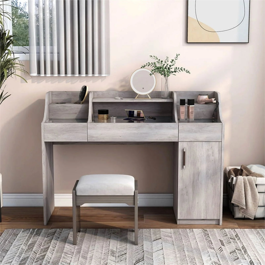 Wood Multi-Storage Vanity Table S486
