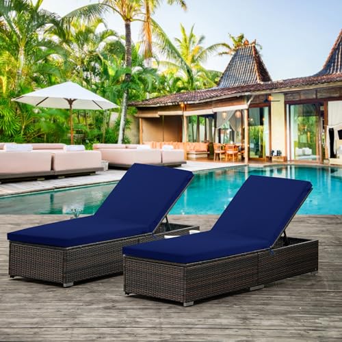 Waterproof Fade Resistant Outdoor Chaise Lounge Cushions Set of 2 Teal 72 x 21 x 3 Inch R11859